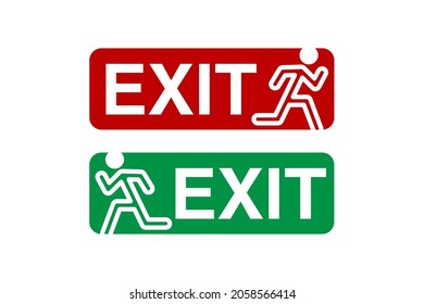 Vector icon for the exit sign. emergency exit way icon isolated on white background. warning signboard. fit for template a signboard in public places