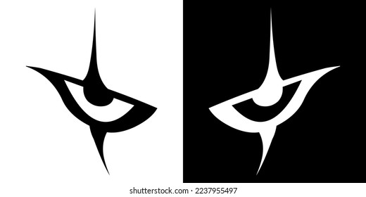 Ojo de icono del vector. Ojo blanco y negro, fondo blanco y negro.
