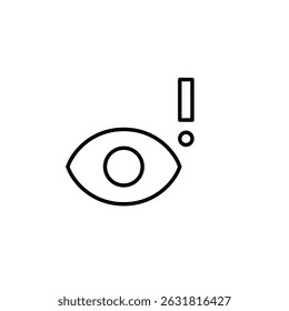 Vector icon of eye with exclamation mark, symbolizing alert visibility, warning for attention, or monitoring alert. Ideal for security apps, notifications, and interface warnings