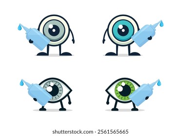 Vector Icon of an Eye Holding Eye Drops with a Droplet - Concept for Vision Care, Dry Eye Treatment, and Eye Health