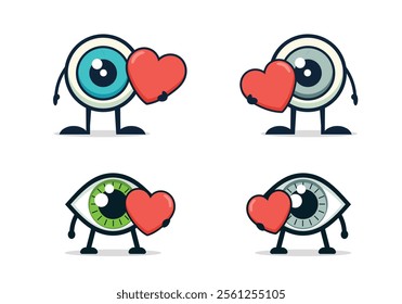 Vector Icon of an Eye Holding a Heart - Concept for Eye Care, Health, and Protection