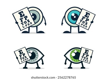 Vector Icon of an Eye Holding a Vision Chart (Snellen Chart) - Concept for Eye Exams, Vision Testing, and Optometry