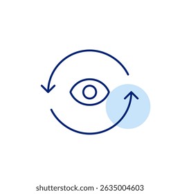 Vector icon of eye inside refresh arrows, symbolizing active monitoring, real-time updates, or visible synchronization. Ideal for dashboard apps, tracking tools, and system notifications