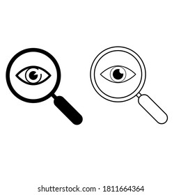 Icono vectorial con lupa. colección de signos de ilustración. símbolo oftalmólogo.