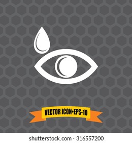 Vector Icon of Eye on Dark Gray Background. Eps.10.