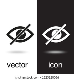 vector icon eye prohibited on black and white background