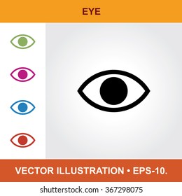 Vector Icon Of Eye With Title & Small Multicolored Icons. Eps-10.