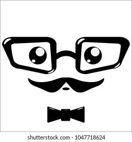 icono vector, anteojos y bigotes en fondo blanco