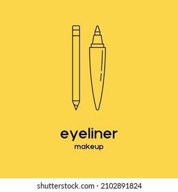 Vector icon of eyeliner. Beauty products and online shopping. Korean cosmetics. Can be used as illustration in magazine, banner, social media, highlights, typographic and web design. Makeup concept.