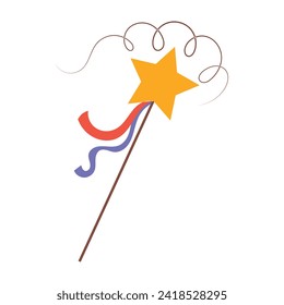 Vector icon fabulous magic wand fantastic magician and conjurer's wand symbol of miracle magic.