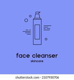Vector icon of face cleanser. Beauty products and online shopping. Korean cosmetics. Can be used as illustration in magazine, banner, social media, highlights, typographic, web design. Skin care