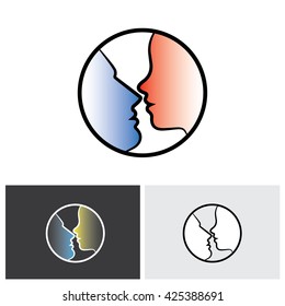 vector icon of face of lovers - girl and a boy in love