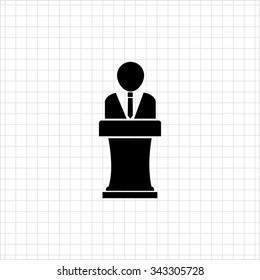 Vector icon of faceless man silhouette speaking in public