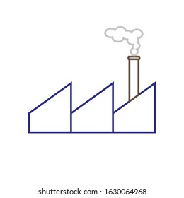 vector icon, factory with chimney with smoke