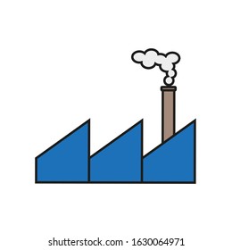 vector icon, factory with chimney with smoke