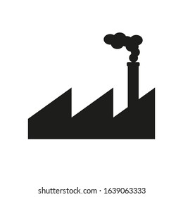 vector icon, factory with chimney with smoke