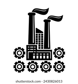 Icono del vector, logotipo de fábrica, logotipo de fábrica. Una instalación industrial. 