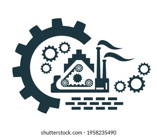 Vector icon, factory logo, production, industrial and factory, production. Industrial facility.