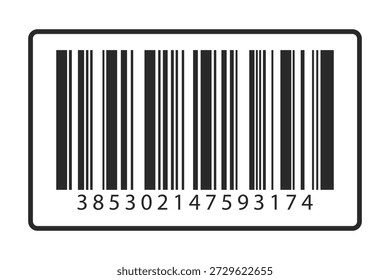 Icono de Vector de un código de barras falso. Un código universal para escanear bienes o productos. Un icono de código de barras para distribuir mercancías para tiendas, etc. Un elemento para tu diseño.