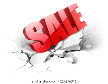  vector icon. fallen sale word