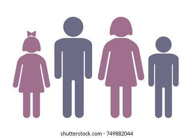 A vector icon of a family with children.