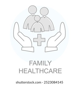 Vector icon for Family Healthcare. Family with a medical symbol representing family healthcare and wellness services.
