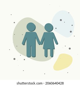 Vector icon family. Vector illustration man and women on multicolored background. Layers grouped for easy editing illustration. For your design.