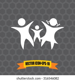 Vector Icon of Family on Dark Gray Background. Eps.10.