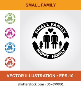 Vector Icon Of Family With Title & Small Multicolored Icons. Eps-10.