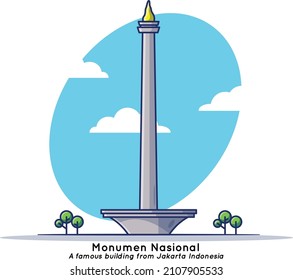 Vector icon of the famous building Monas from Indonesia