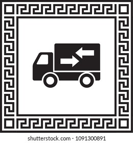 Vector icon fast delivery in a frame with a Greek ornament