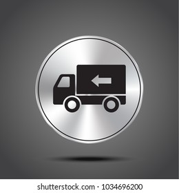Vector icon fast delivery metallic isolated on dark background