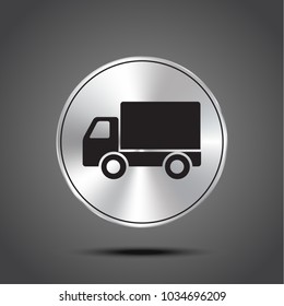 Vector icon fast delivery metallic isolated on dark background