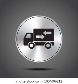 Vector icon fast delivery metallic isolated on dark background
