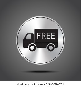 Vector icon fast delivery metallic isolated on dark background