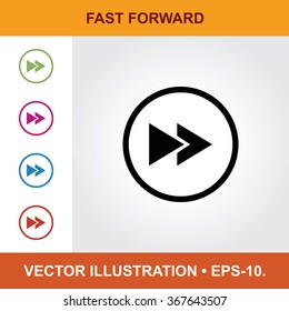 Vector Icon Of Fast Forward With Title & Small Multicolored Icons. Eps-10.