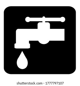 Vector icon of the faucet with water droplets isolated on white