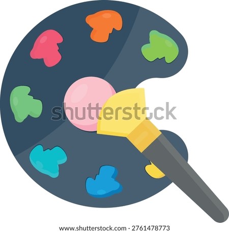 Vector icon featuring a paint brush and palette, available for 1 credit, USD $1.