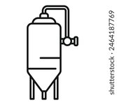 Vector icon featuring a simplistic outline of a fermentation vessel used in industrial processes