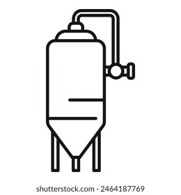 Vector icon featuring a simplistic outline of a fermentation vessel used in industrial processes