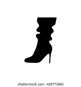Vector icon of female fall and winter shoe, boot. Footwear icon design. Footwear icon sign. Footwear icon pictogram. Footwear icon image. Footwear icon symbol. Footwear icon element. Footwear icon