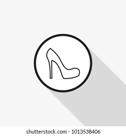 Vector icon female shoes with a long shadow
