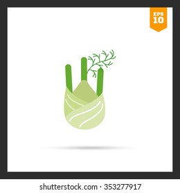 Vector icon of fennel root with stem parts