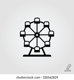 Vector icon of Ferris wheel with cabins