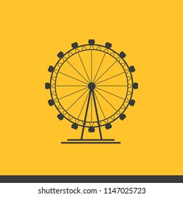 Vector icon ferris wheel set gray on yellow background 