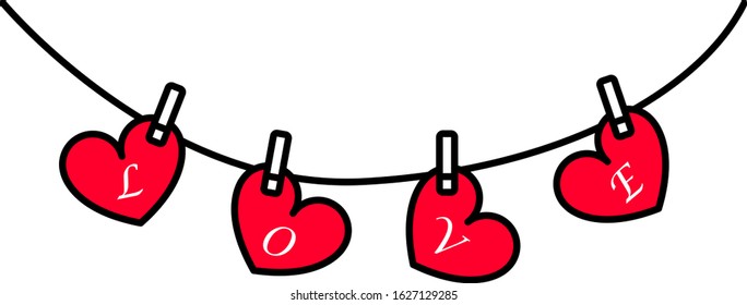 Vector icon of festive garland. Decorations for Valentine's day, wedding party