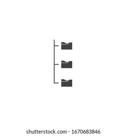 Vector icon file system organization on a computer. Folder tree on white isolated background.