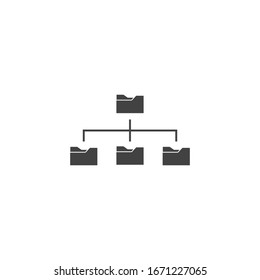 Vector icon file system organization on a computer. Folder tree on white isolated background.