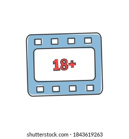 Vector icon film 18 . Age restriction symbol on white isolated background.