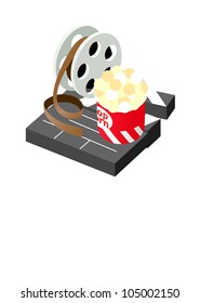 Vector icon film and popcorn